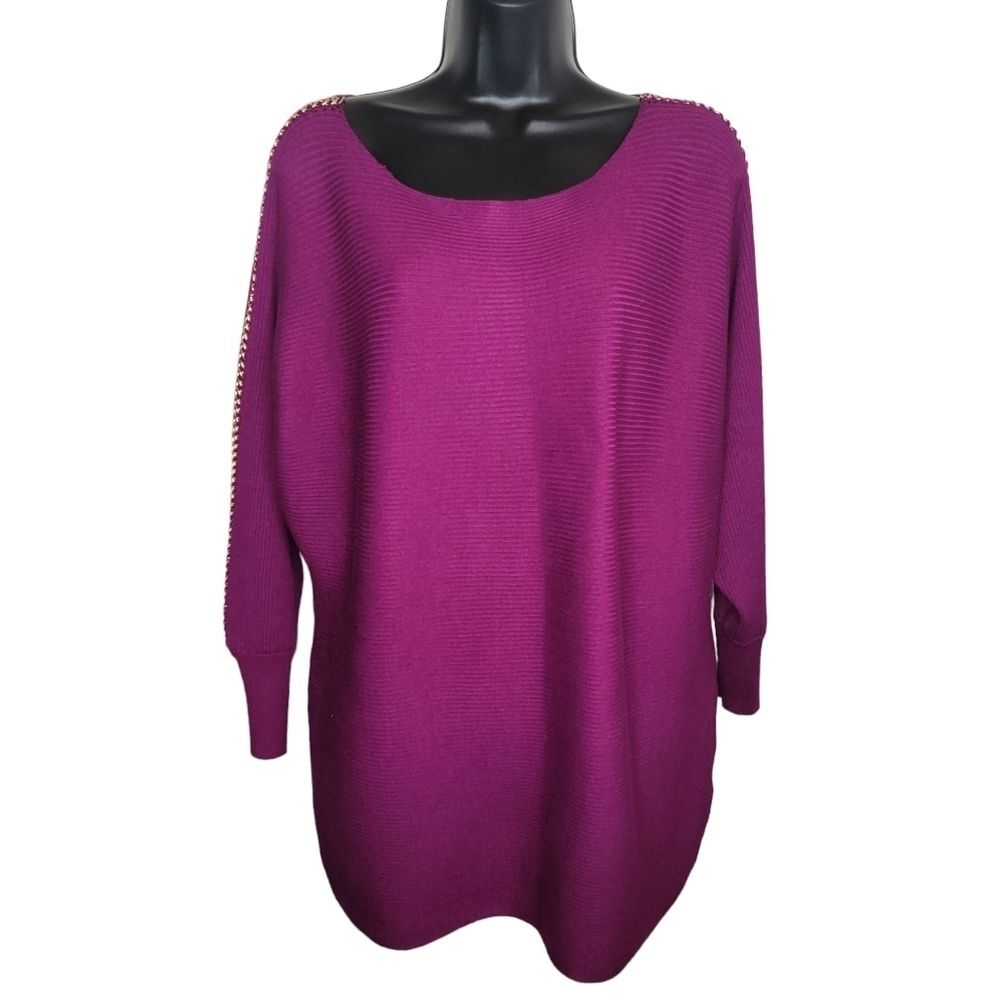 Carolyn Taylor Nwt Zina Chain Detail Dolman Sleeve sweater Large
